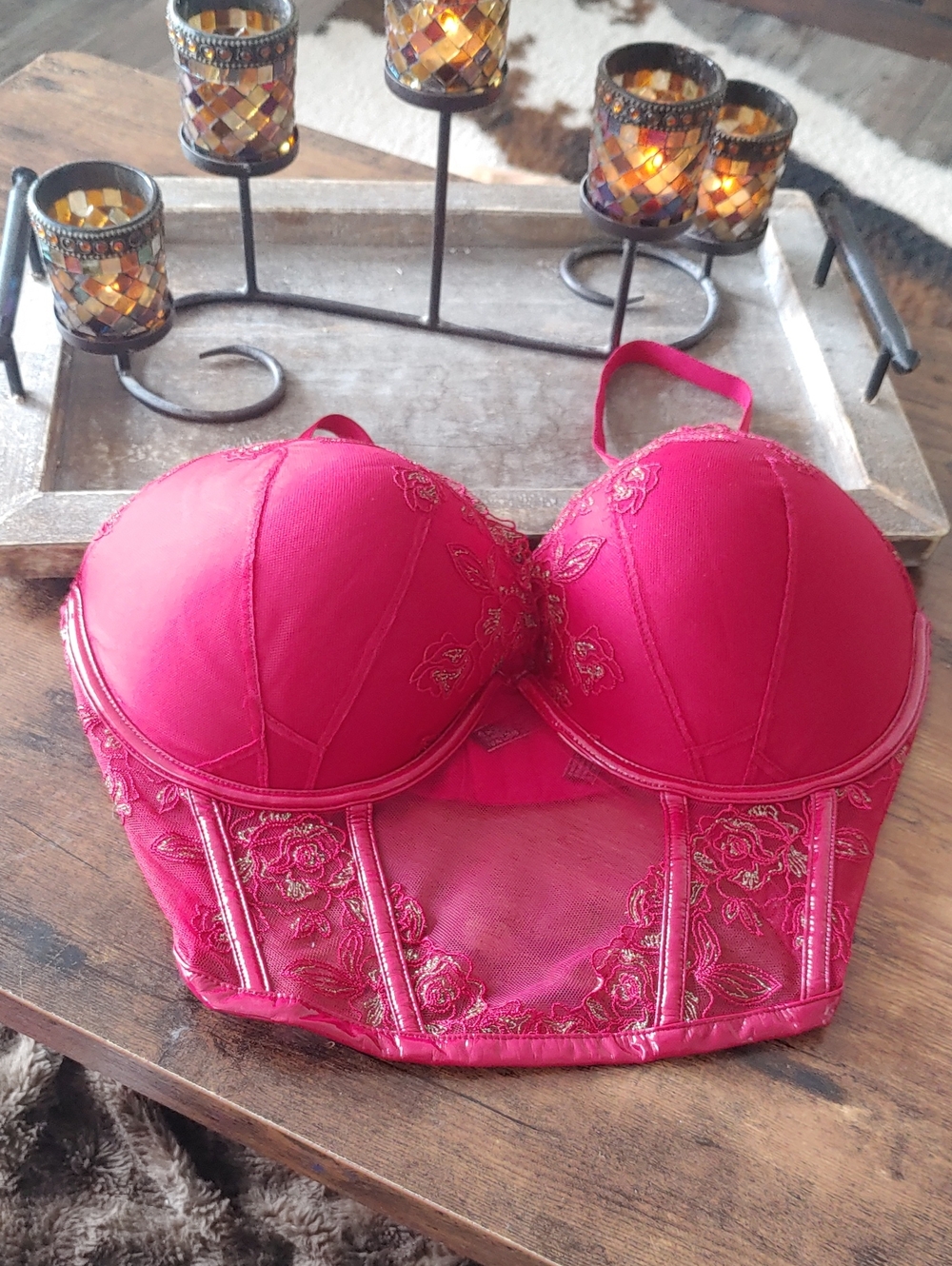 NWT Victoria's Secret Sexy 36DD Red/gold Stunning Padded Push Underwire bra